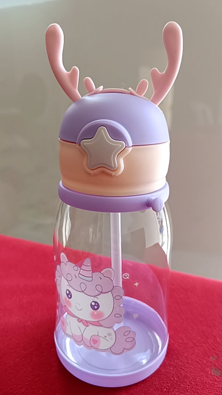 Cartoon Thermos Water Bottle for Kids – 350ml Insulated Stainless Steel Flask with Cute Animal Design & Straw Lid