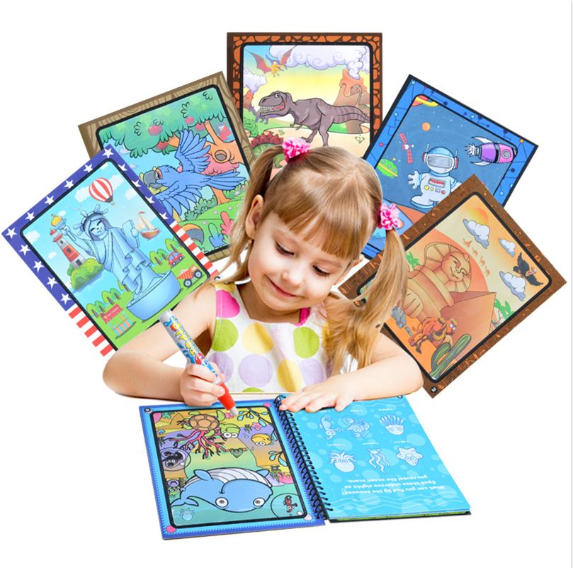 Magic Water Book – Reusable Dinosaur Theme Coloring Book for Kids (Pack of 3)