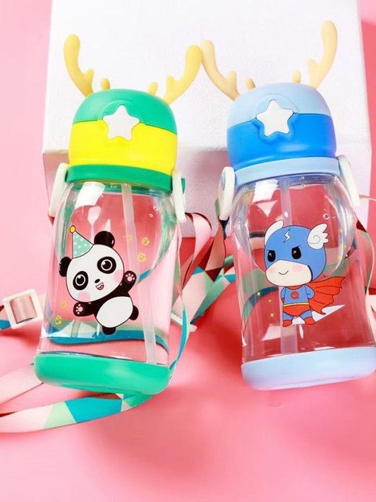 Cartoon Thermos Water Bottle for Kids – 350ml Insulated Stainless Steel Flask with Cute Animal Design & Straw Lid