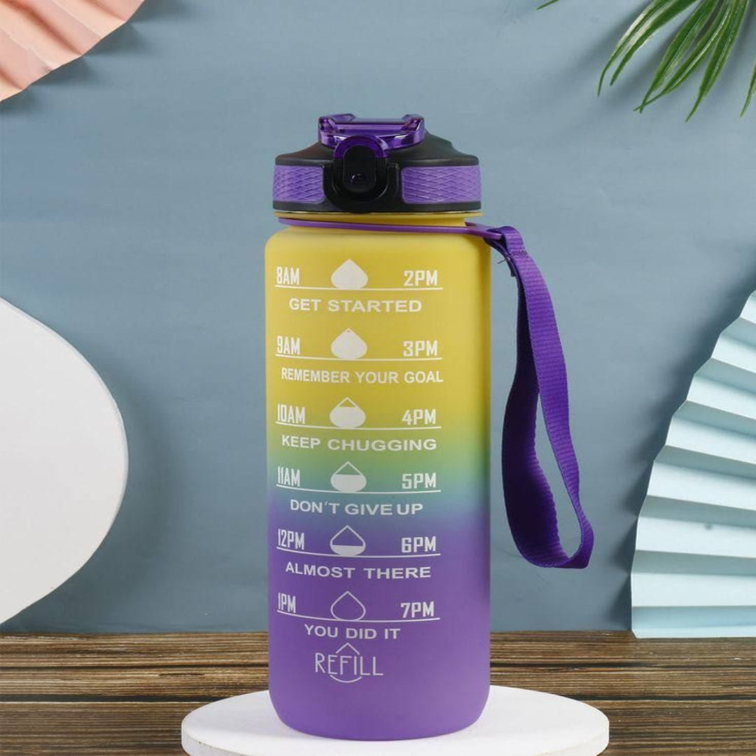 Motivational Time Marker Water Bottle – 1L BPA-Free with Time & Goal Tracker for Gym, Office, Travel