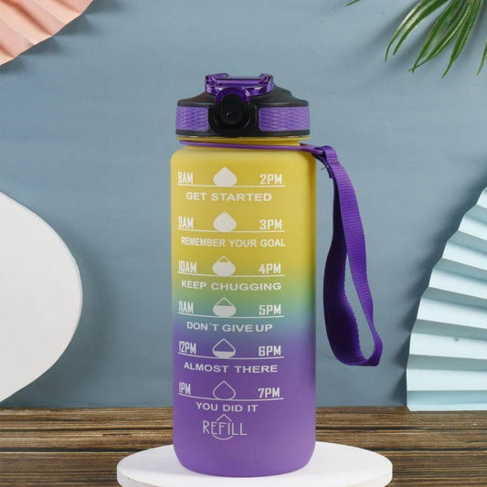 Motivational Time Marker Water Bottle – 1L BPA-Free with Time & Goal Tracker for Gym, Office, Travel