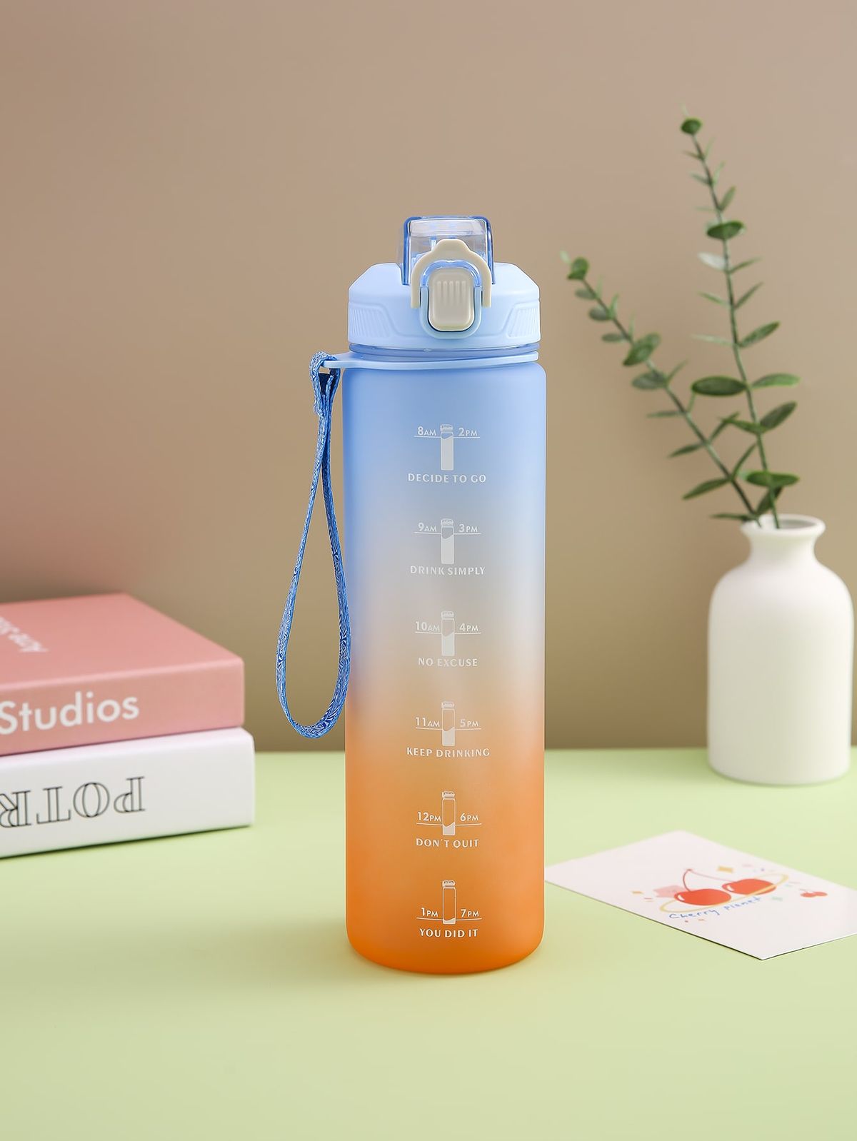 Motivational Time Marker Water Bottle – 1L BPA-Free with Time & Goal Tracker for Gym, Office, Travel