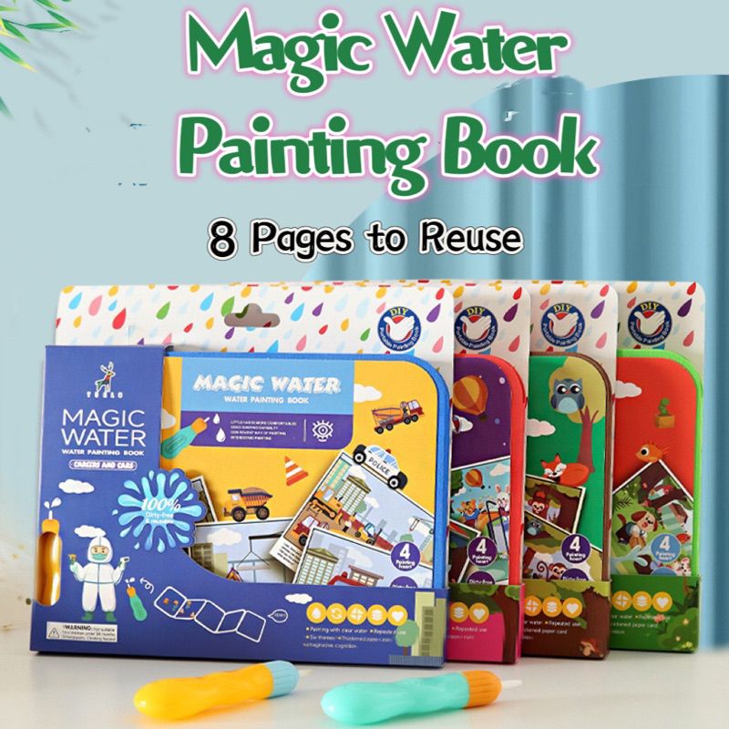 Magic Water Book – Reusable Dinosaur Theme Coloring Book for Kids (Pack of 3)